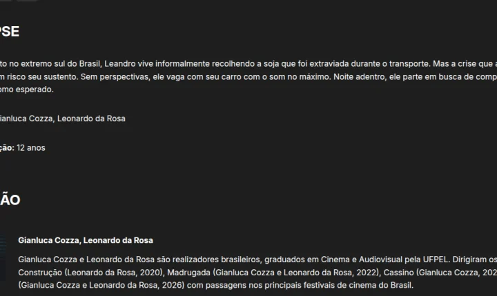 DO SUL PARA O MUNDO: CURTA “GRÃO” BRILHA EM FESTIVAL NO RIO DE JANEIRO